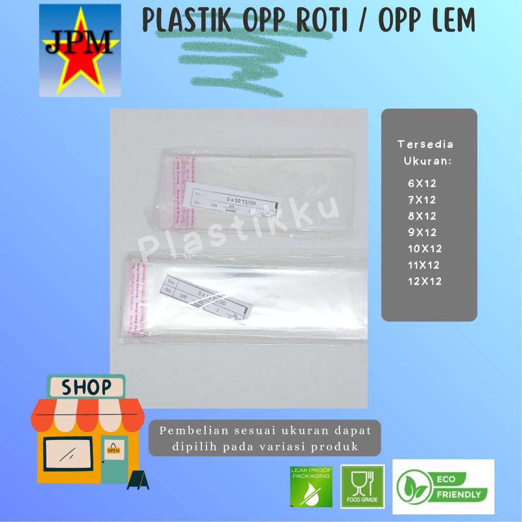 Plastik OPP Lem tebal 20 Panjang 12 / OPP Lem / Plastik OPP Souvenir /  Plastik OPP Bening / Plastik