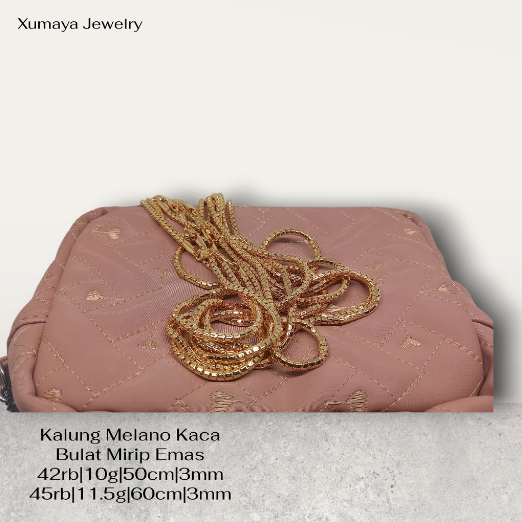 Kalung Melano Kaca Emas – Kalung Wanita Tebal Mewah Anti Luntur | Aksesoris Fashion Kekinian