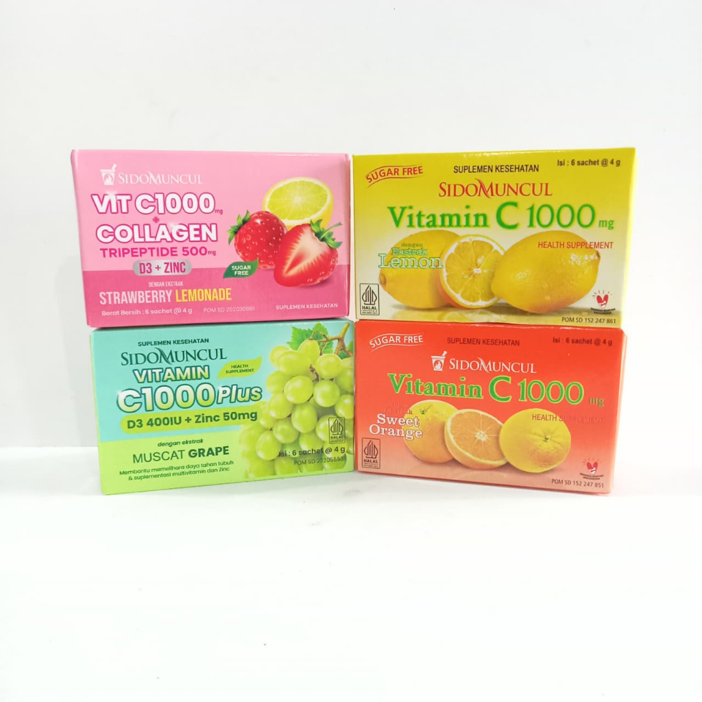 VITAMIN C-1000 / VIT C-1000 PLUS / VIT C-1000 + COLLAGEN SIDOMUNCUL ISI 6 SACHET