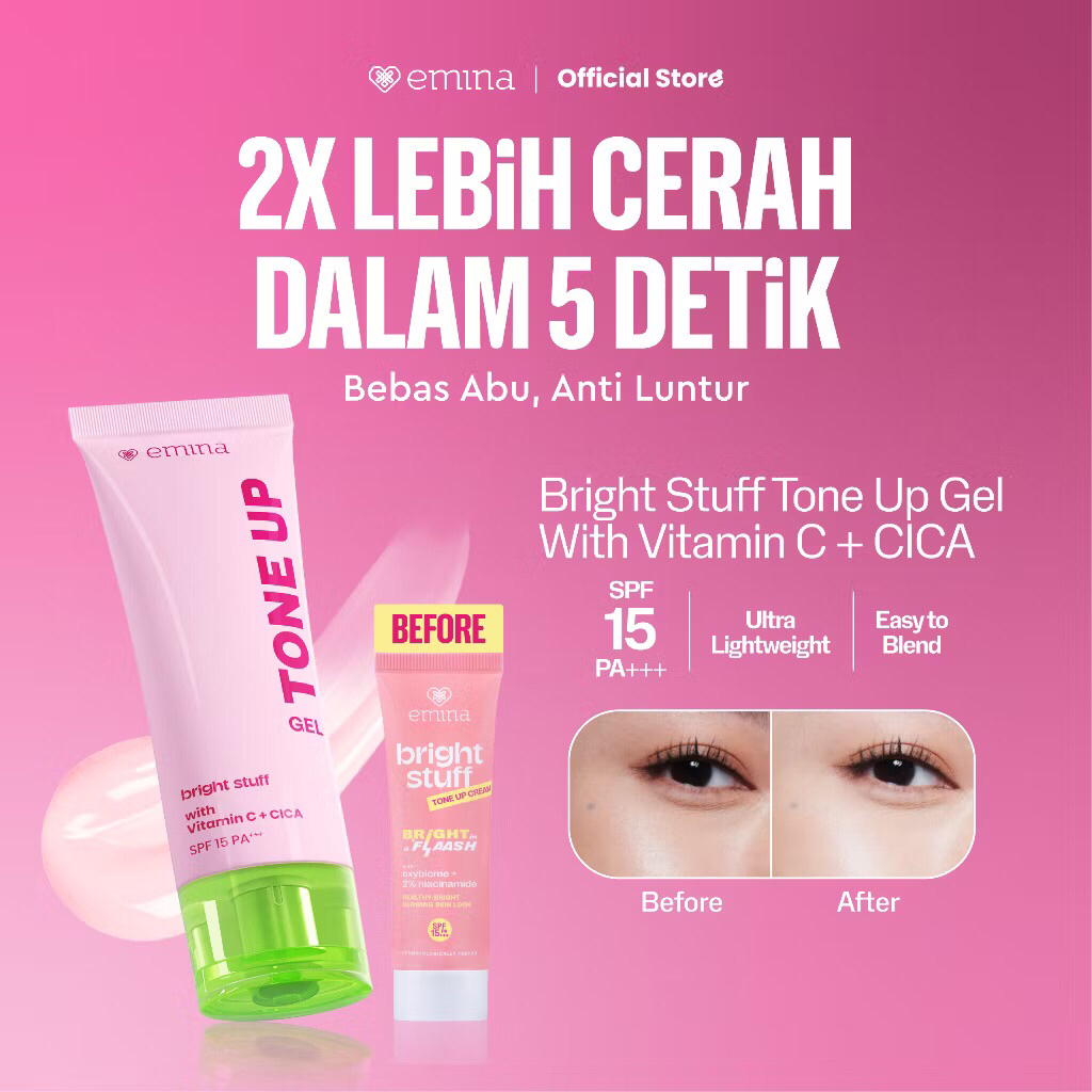 Emina All Day Glow Tone up gel Pelembab moisturizer Bright Stuff Tone Up Cream