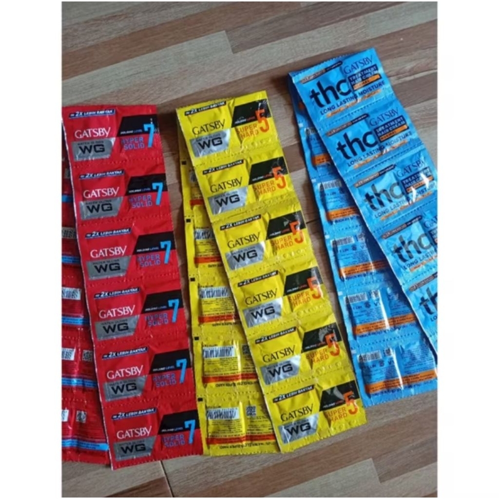 (12 STRIP/24 PCS) gatsby Minyak Rambut Pria 1 Renceng (12 strip / 24 sachet) Perawatan Rambut gatsby