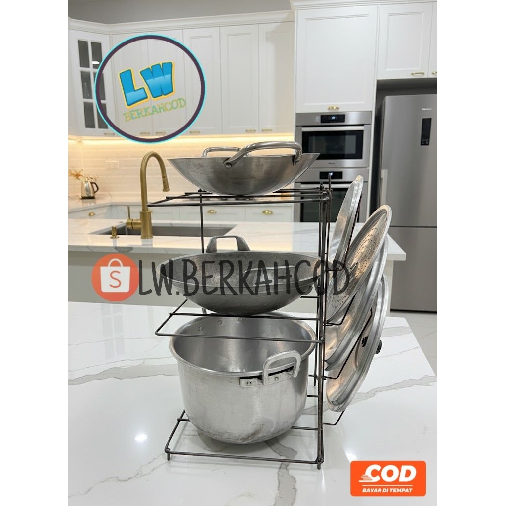 RAK 3 SUSUN WAJAN PANCI + GANTUNGAN TUTUP PANCI