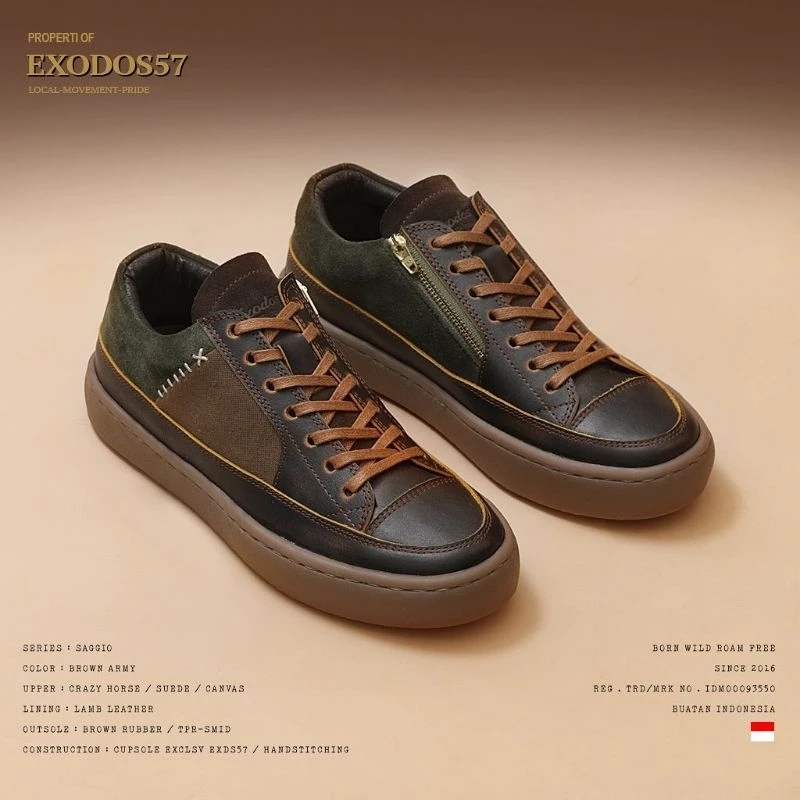 Sepatu EXODOS57 Saggio Brown Army
