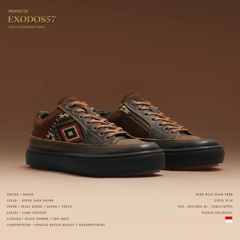 EXODOS57 Shoes Saggio Etnik Dark Brown