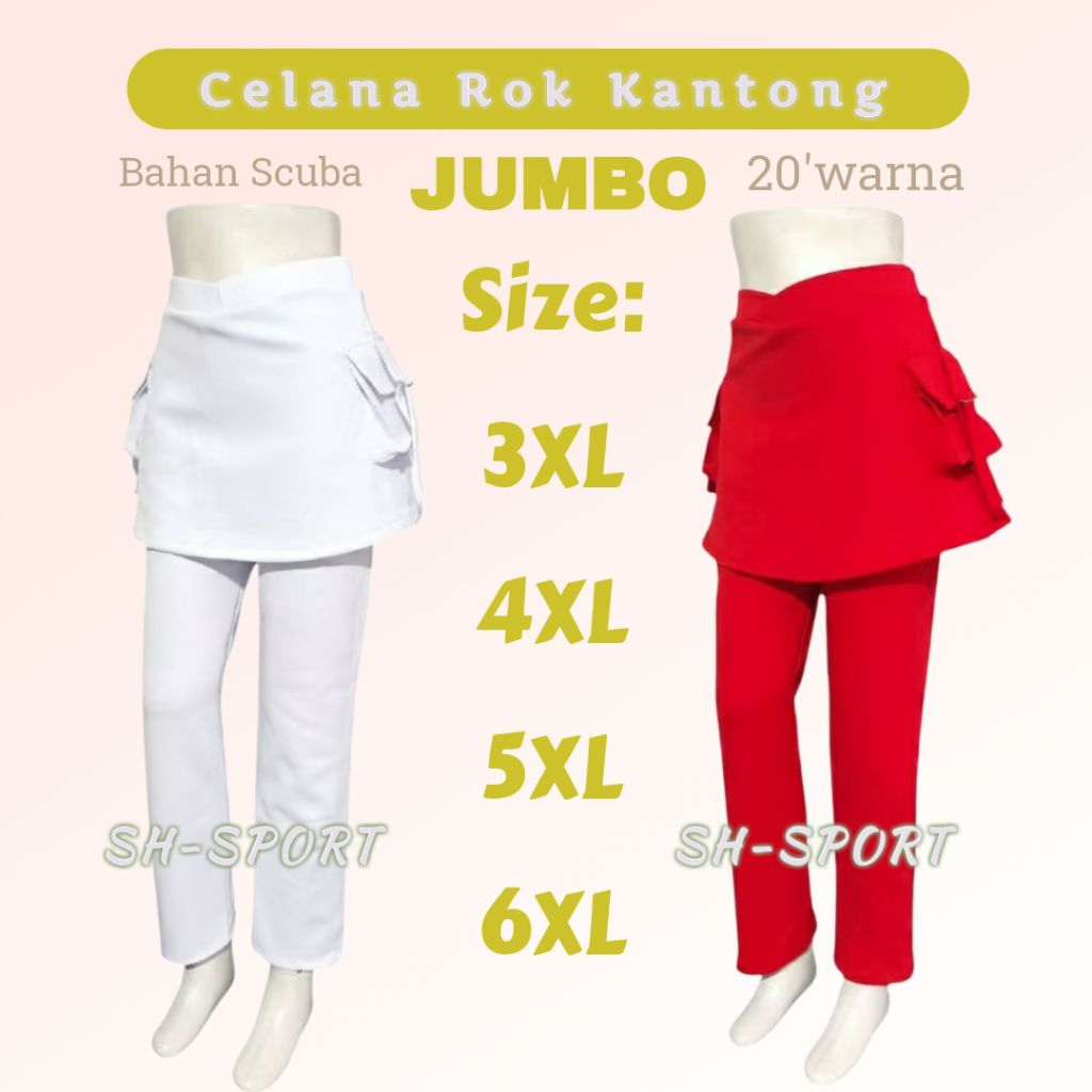 [ JUMBO ][ 3XL, 4XL, 5XL, 6XL, ]-CELANA-ROK-KANTONG //celana senam wanita//celana olahraga wanita//c