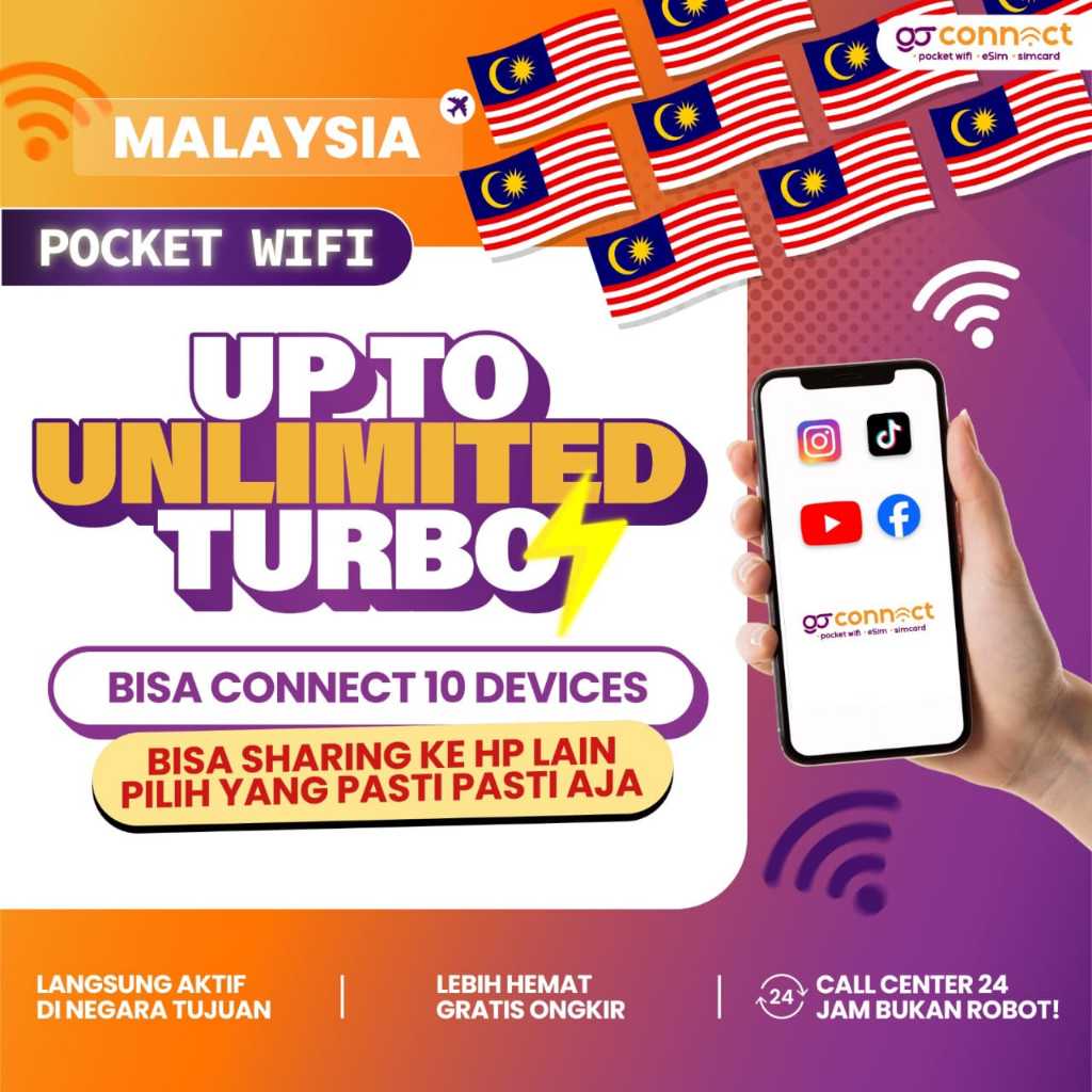 Pocket Wifi Sewa Modem Wifi Unlimited Malaysia Luar Negeri [GO CONNECT] Unlimited