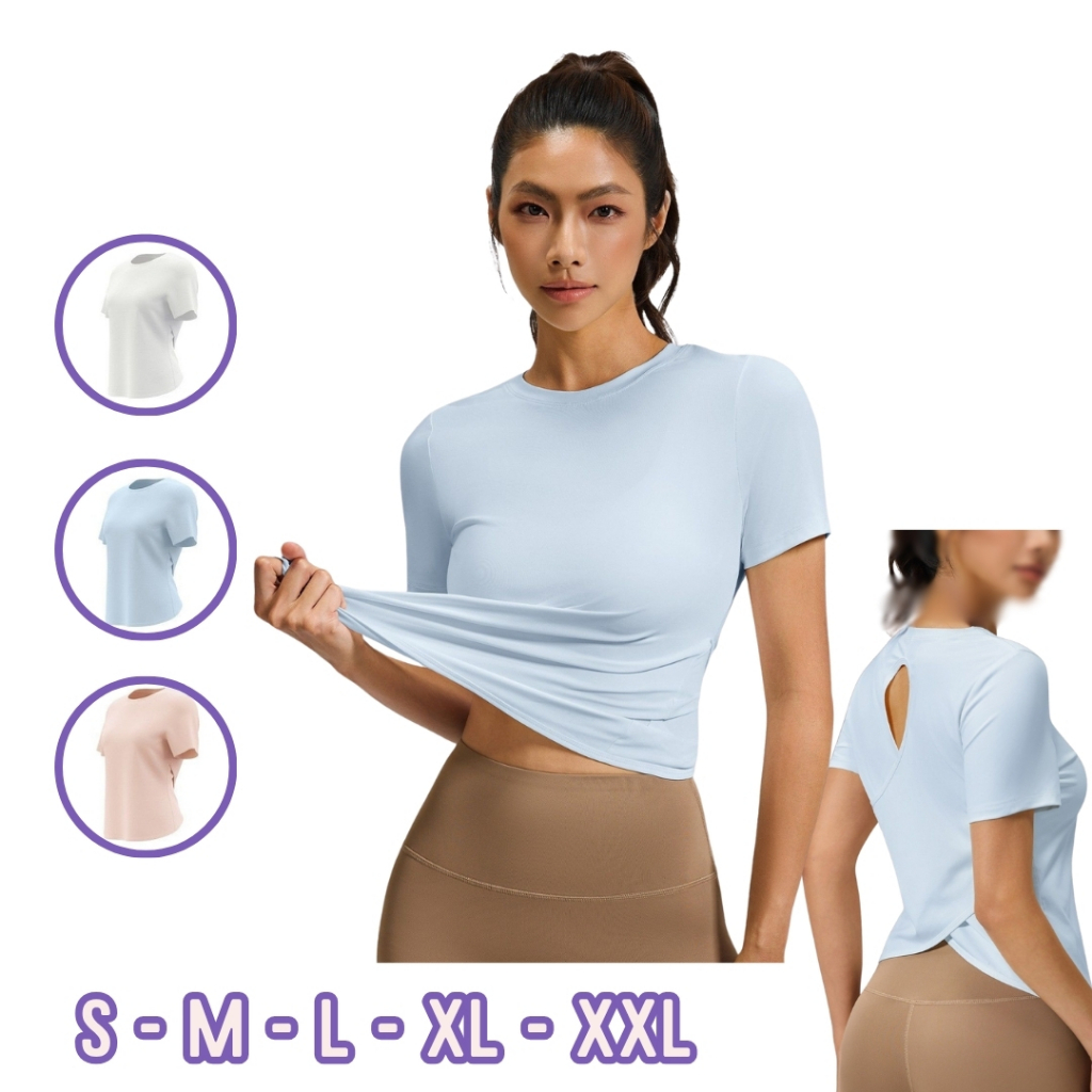 SAKI KAOS TOP WANITA SPORT CROSSOVER BACK STYLISH OLAHRAGA ACTIVE WEAR PREMIUM IMPORT