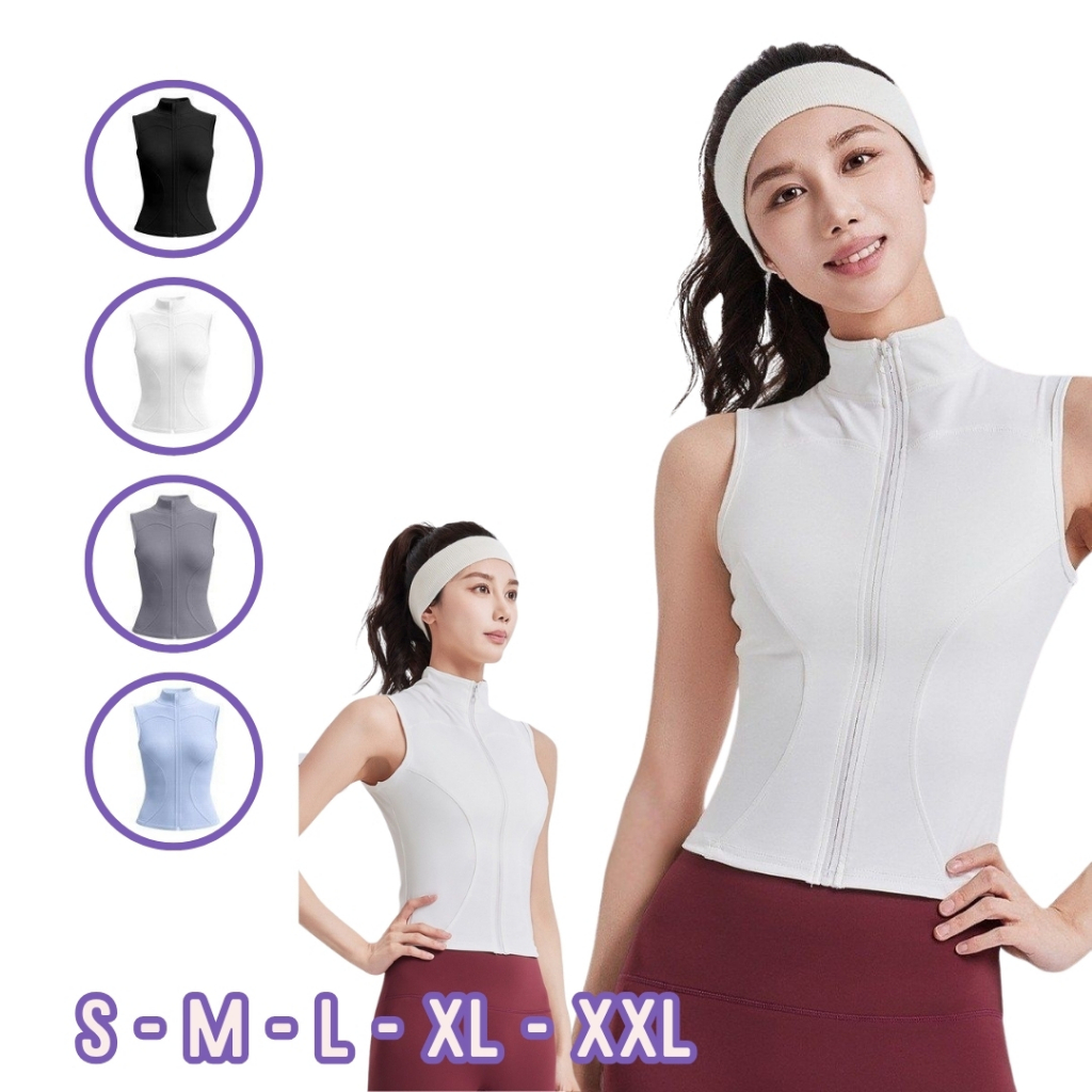 MIYU Jacket Tanpa Lengan Zipper Top Sport Premium Outer Import Olahraga Wanita