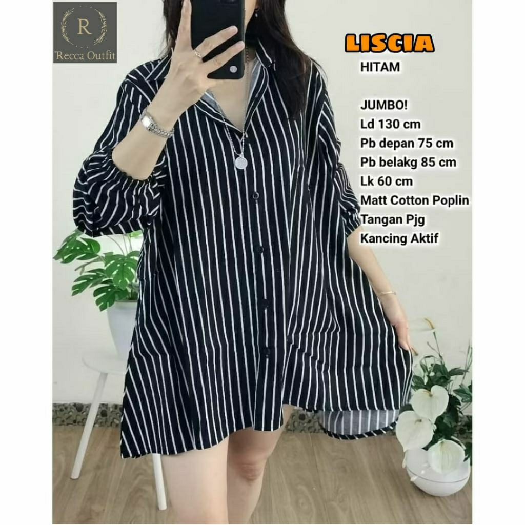 LISCIA JUMBO TUNIK KOREAN STYLE MOTIF GARIS/TUNIK RAYON IMPORT LD 130 CM FIT XXXL