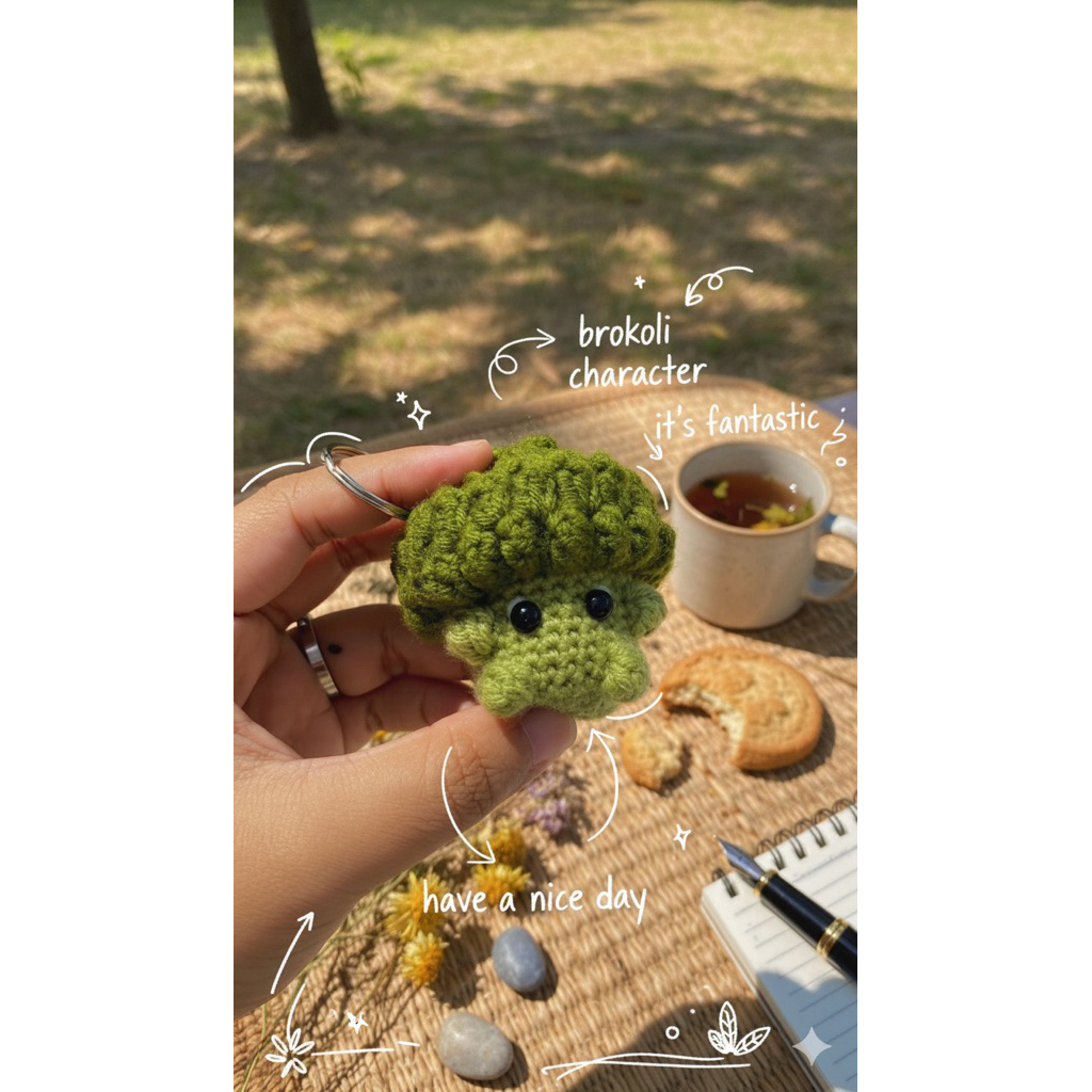 Ganci Brokoli Rajut / Gantungan kunci Brokoli / Brokoli Rajut