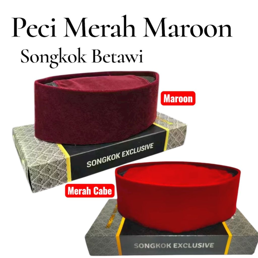 Peci Merah Betawi Songkok Merah Polos Khas Betawi Peci Merah Dewasa