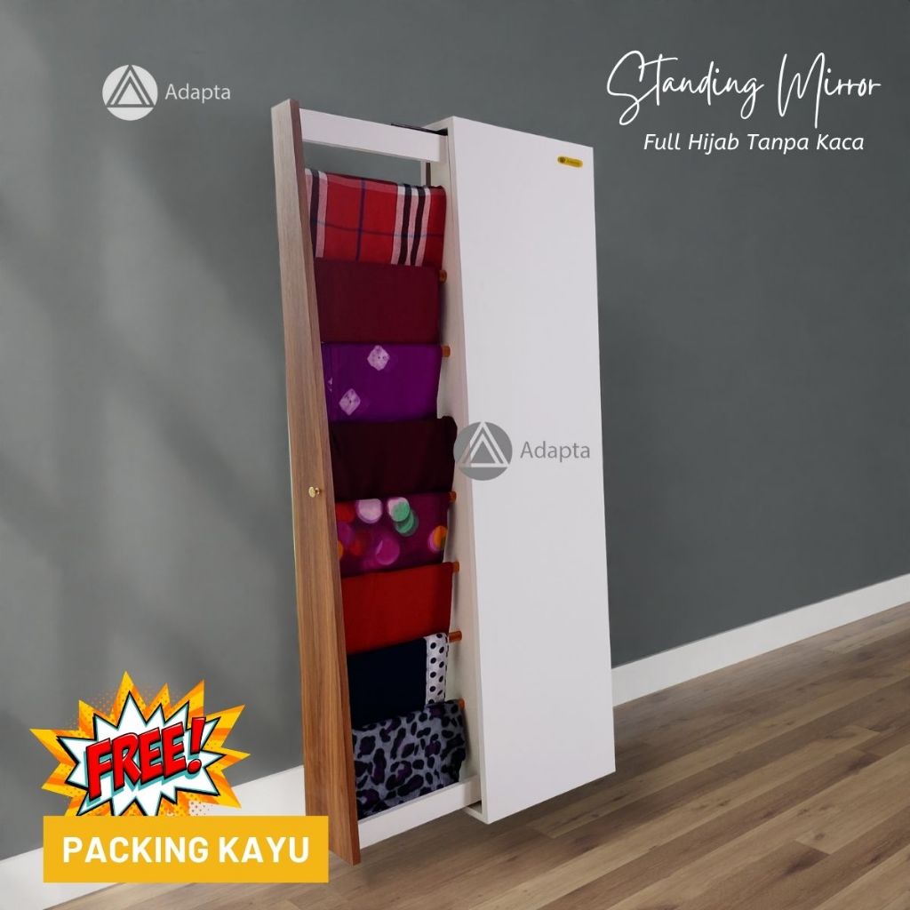 Adapta-Lemari Hijab Tanpa Cermin/Kaca-Rak Hijab dengan 8 Penyangga Full Body - MIRA - A118
