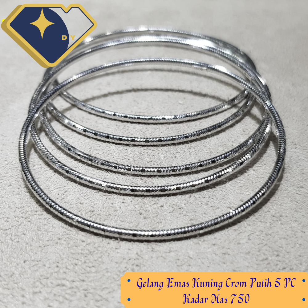 Gelang mas Kuning Crom Putih Bangle Kadar mas 750