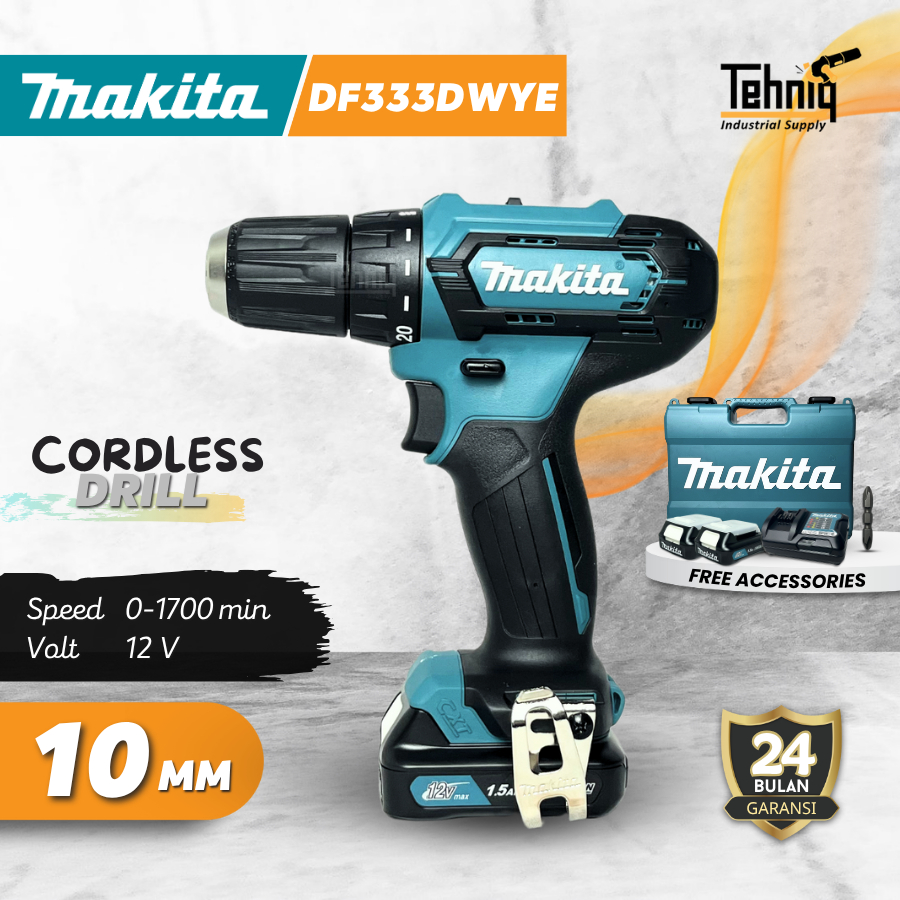 Makita DF333DWYE Bor Obeng Baterai 12Volt / Makita Cordless Driver Drill DF333DWYE