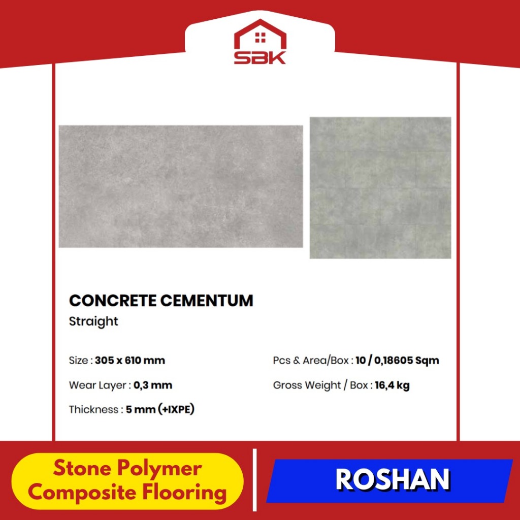 Lantai SPC Flooring ROSHAN 305x610 MM - SPC 5/7MM ROSHAN | SPC MINIMALIS