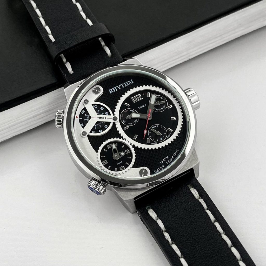 [PENAWARAN TERBATAS] Jam Tangan Pria Rhythm Original 100% Leather Sport Silver SI1610L-01