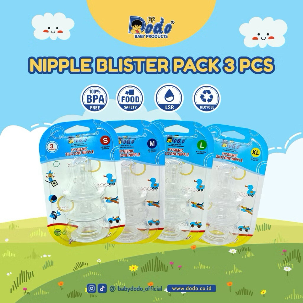 NIPPLE BLISTER PACK UKURAN S,M,L,XL isi 3pcs (DODO22-25)