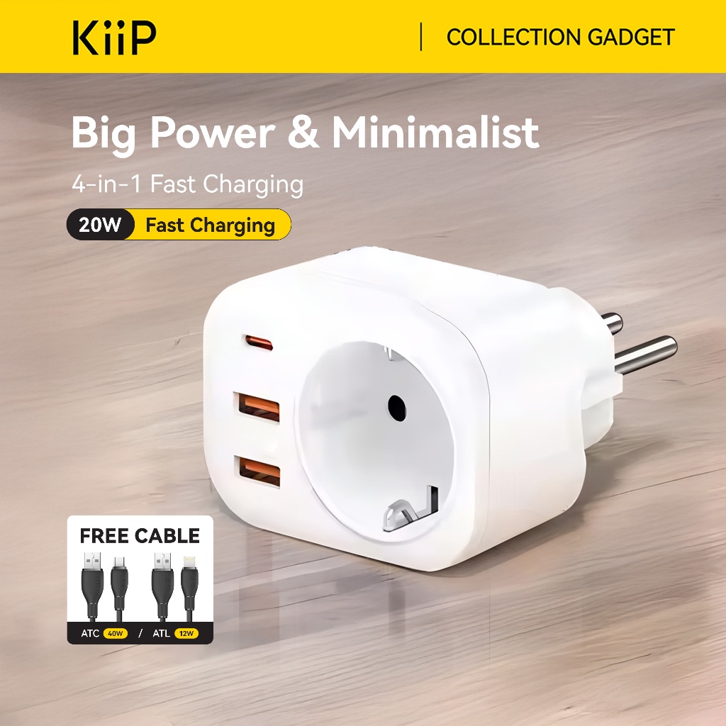 Kiip C26T Travel Adaptor 25w Fast Charging Dual Usb (18w)/type-c (25w)