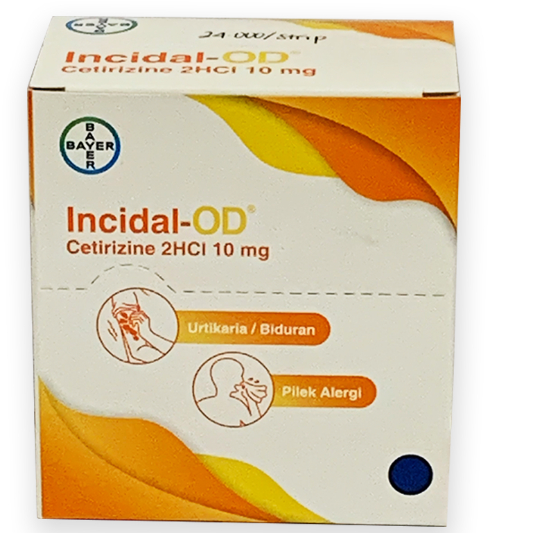 Incidal OD 10 mg – Obat Alergi & Gatal-Gatal – 1 Strip