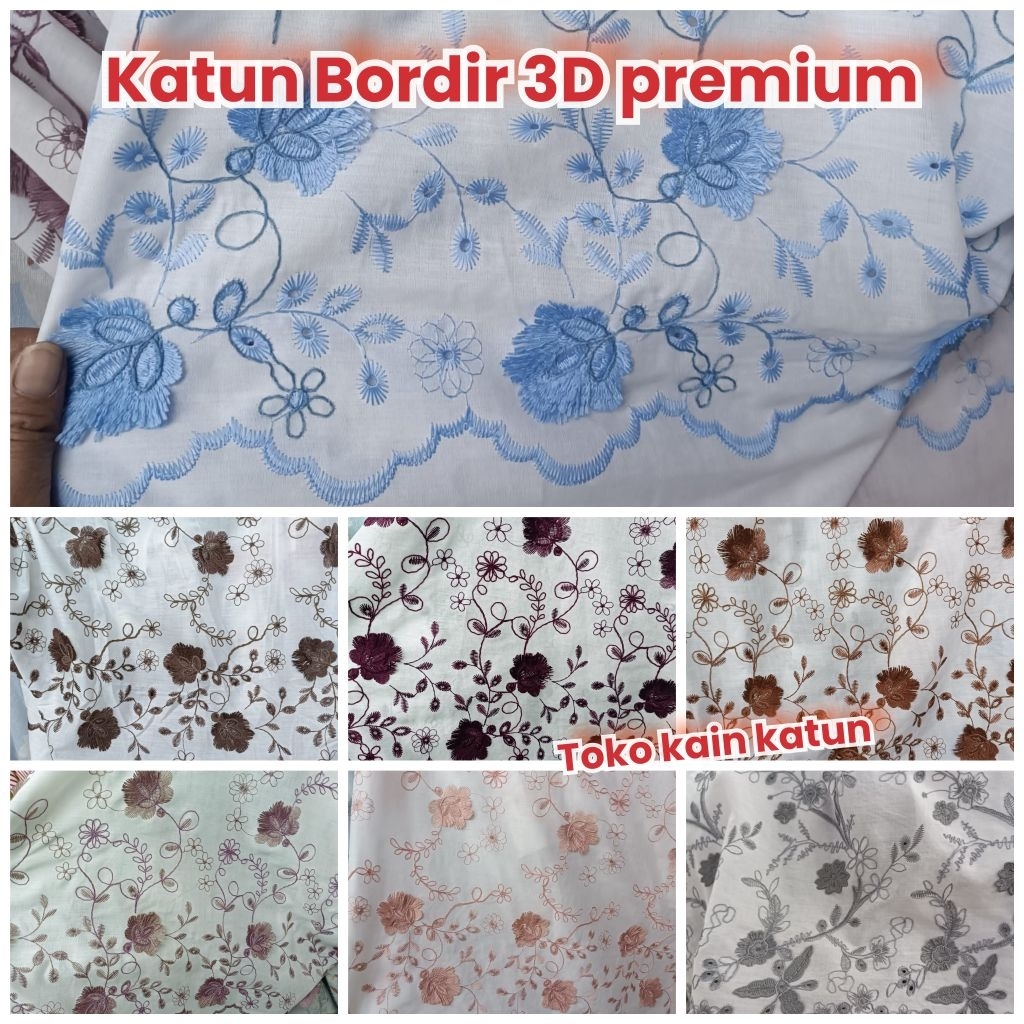 Kain katun bordir putih/Cotton Embroidery