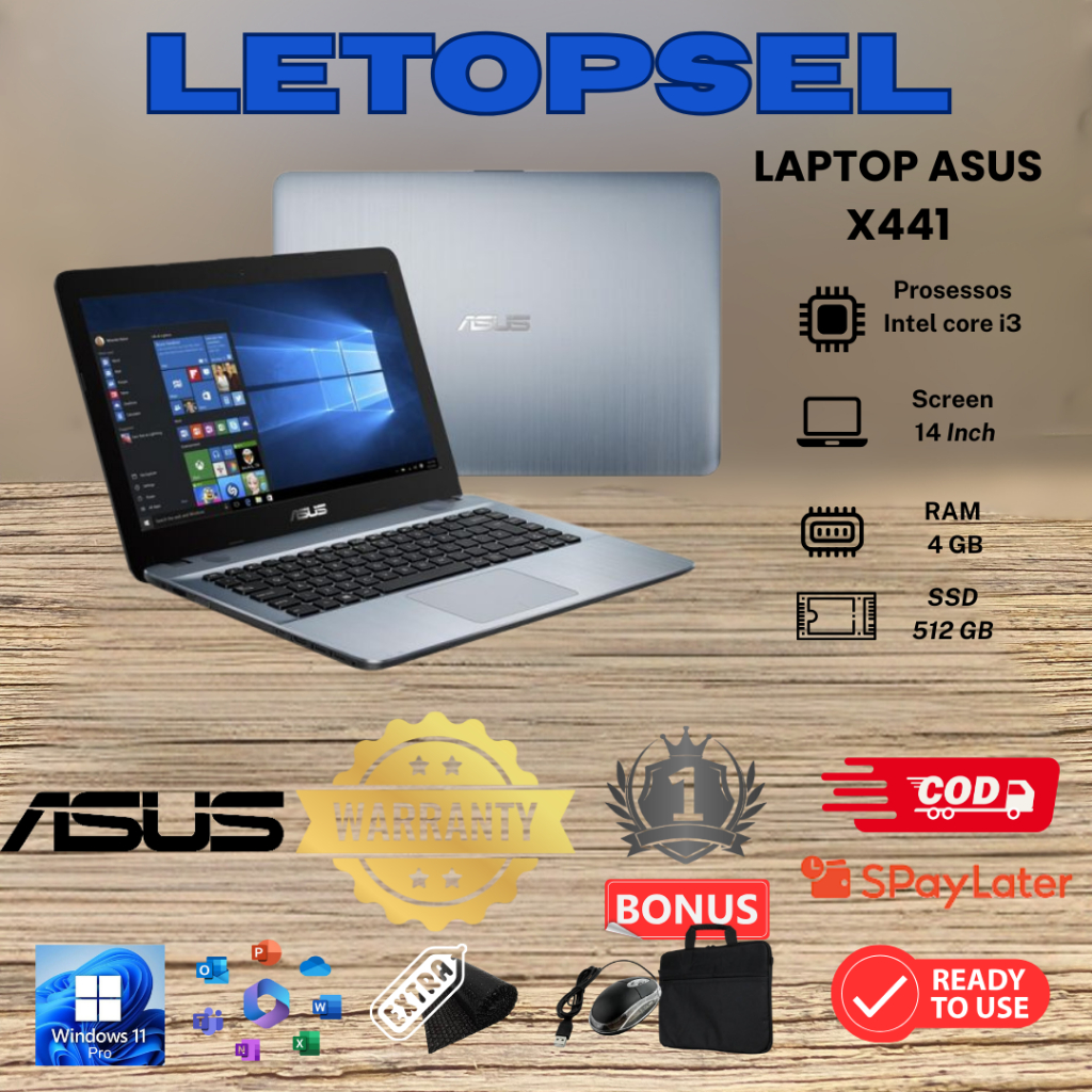 LAPTOP ASUS X441 Intel Core i3 RAM 4GB / 512GB SSD / 14" WIN 10