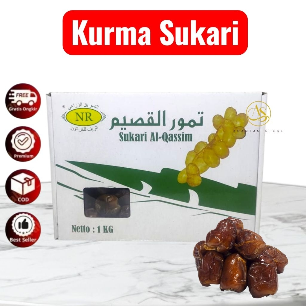 Kurma Sukari Grade A Premium 1kg Kurma Raja/Kurma Madu Sukari AL-QASSIM Grade A 1kg Premium