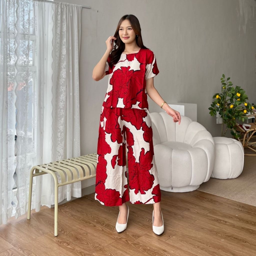 ONESET/SETELAN KULOT LENGAN PENDEK RAYON VISCOSE PREMIUM