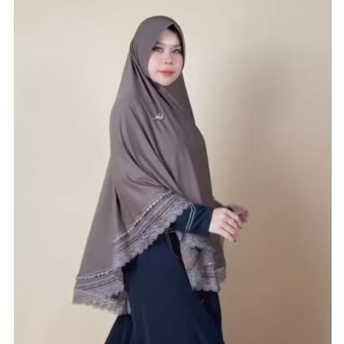 Jilbab Instan Khadijah Renda Prada Syari ori Lateefa/Jilbab Instan Jumbo Renda