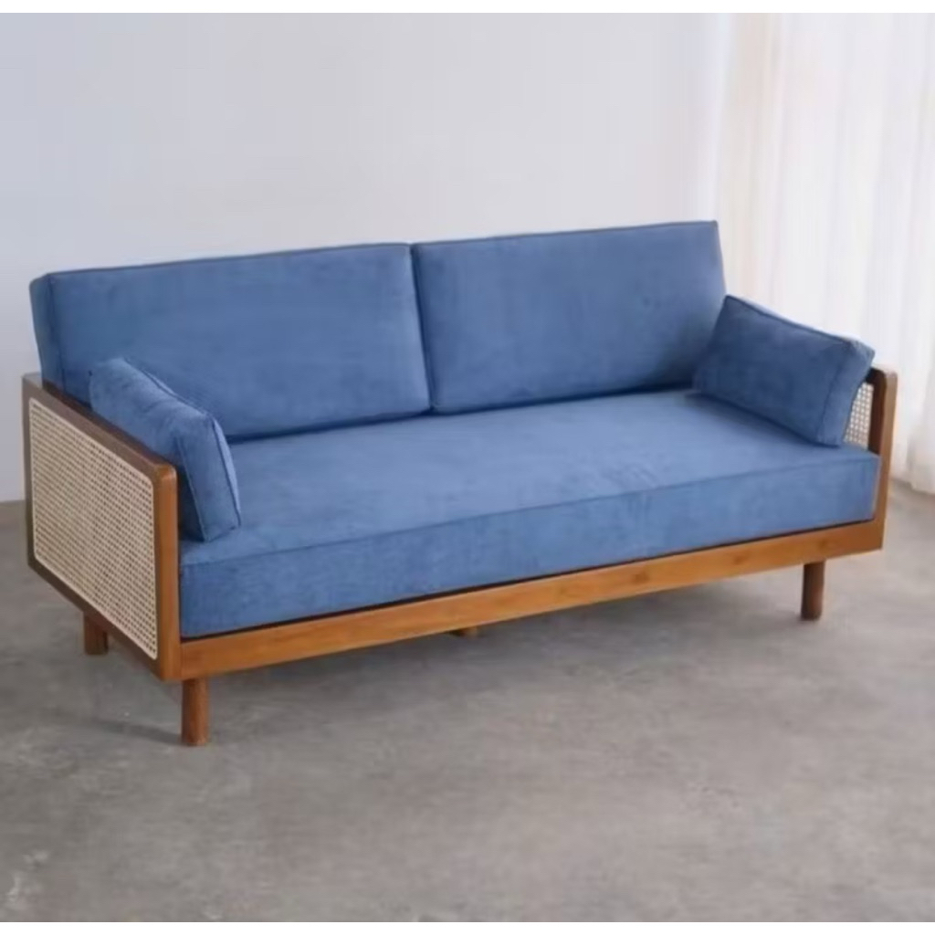 SOFA KAYU JATI ANYAMAN ROTAN MINIMALIS KLASIK