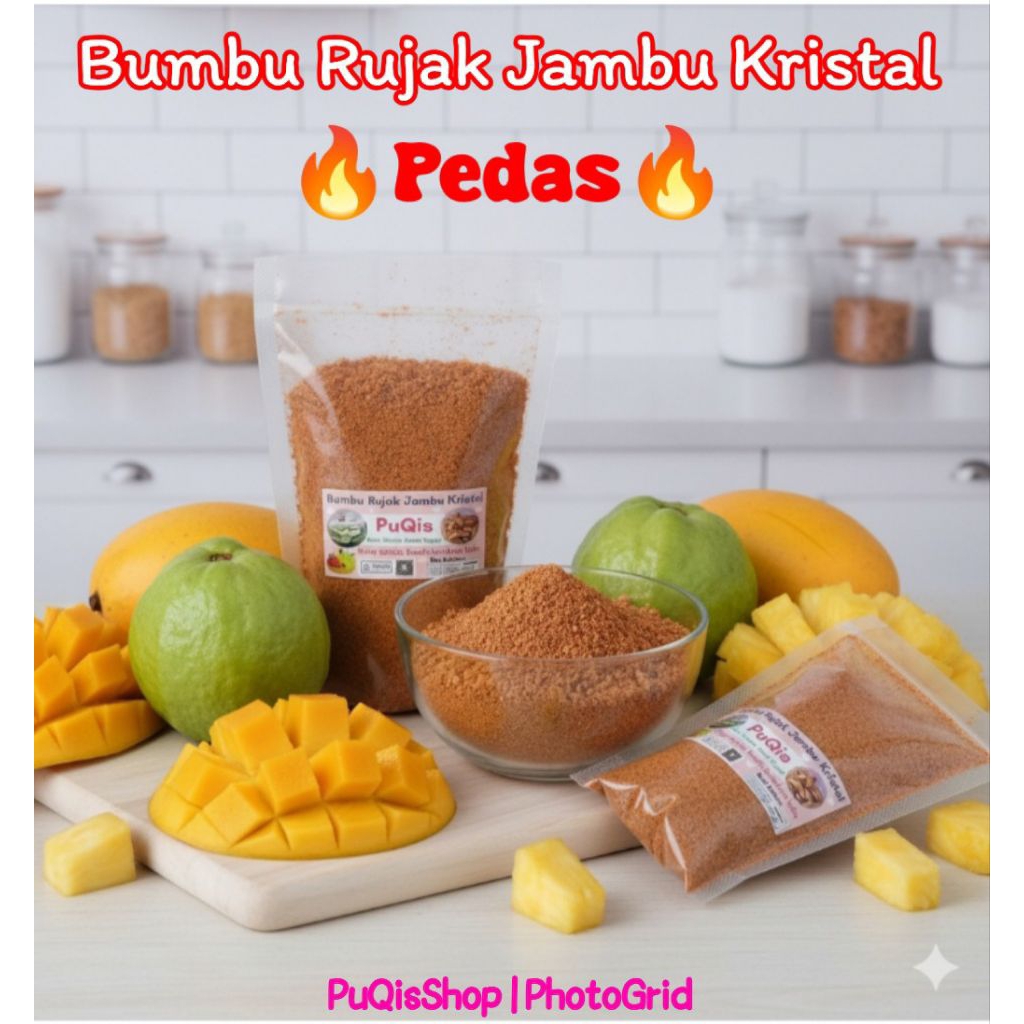 PUQIS Bumbu Rujak Jambu Kristal PEDAS 100Gr/BUMBU RUJAK PEDAS/BUMBU PEDAS/BUMBU RUJAK JAMBU KRISTAL