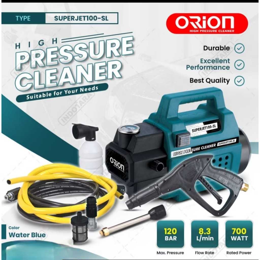 Alat steam cuci motor & mobil Jet Cleaner - Orion SUPER JET 100SL Water Blue (Silent/Tidak Berisik)