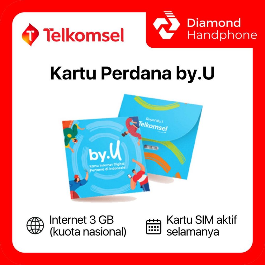 Kartu Perdana SIM Card Telkomsel byu By.U By U 3GB Kuota Internet 30 Hari