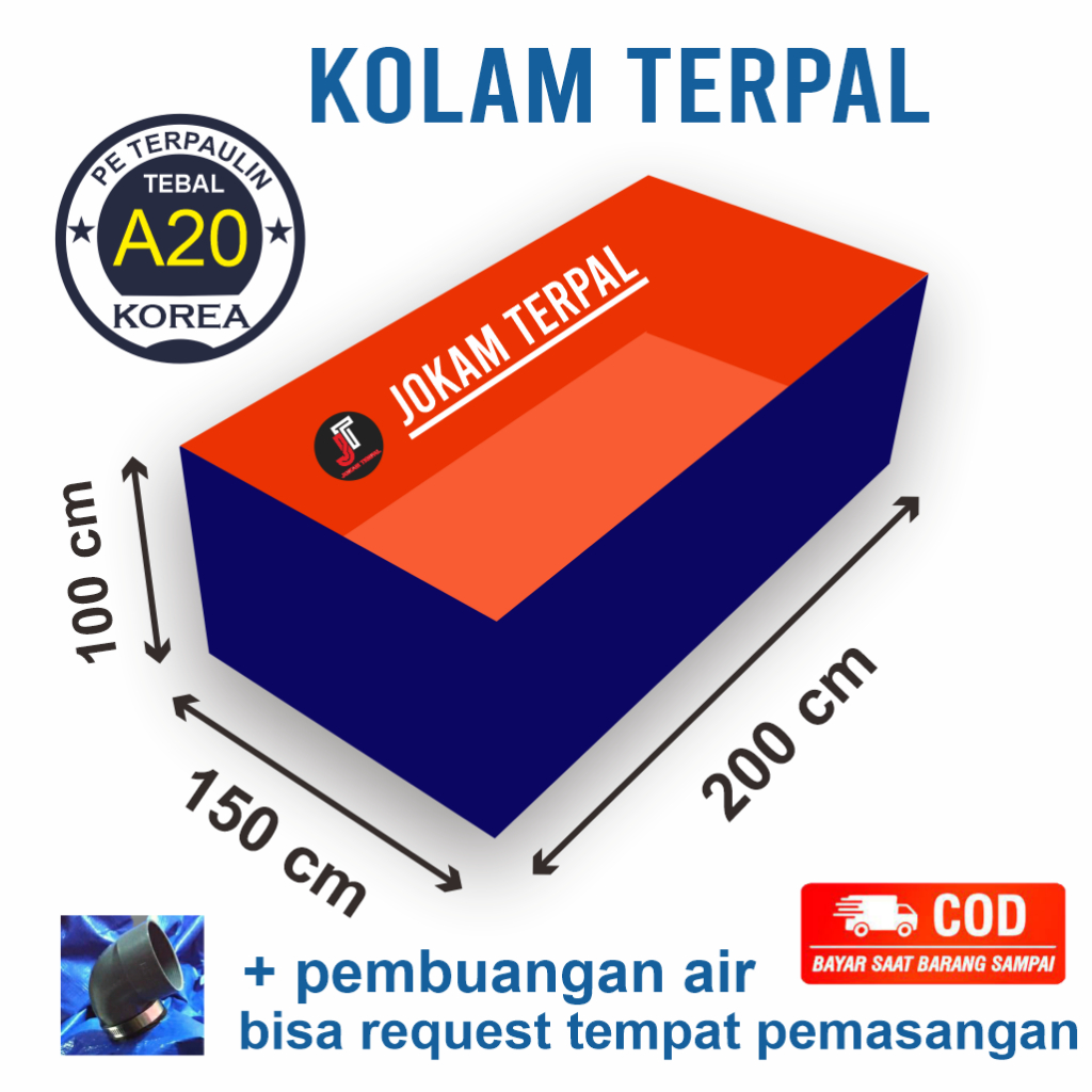 Kolam Terpal Kotak 2x1,5x1 bisa untuk budidaya ikan lele dll