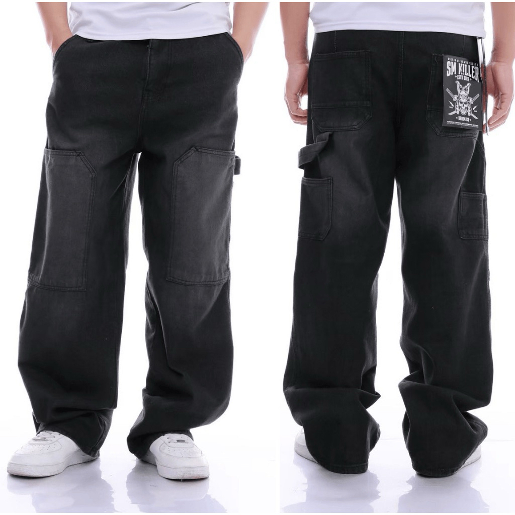 WITRO DENIM - Celana Jeans Panjang Pria Wide Leg Carpenter / Celana Carpenter Jeans Gombrong Pria Te