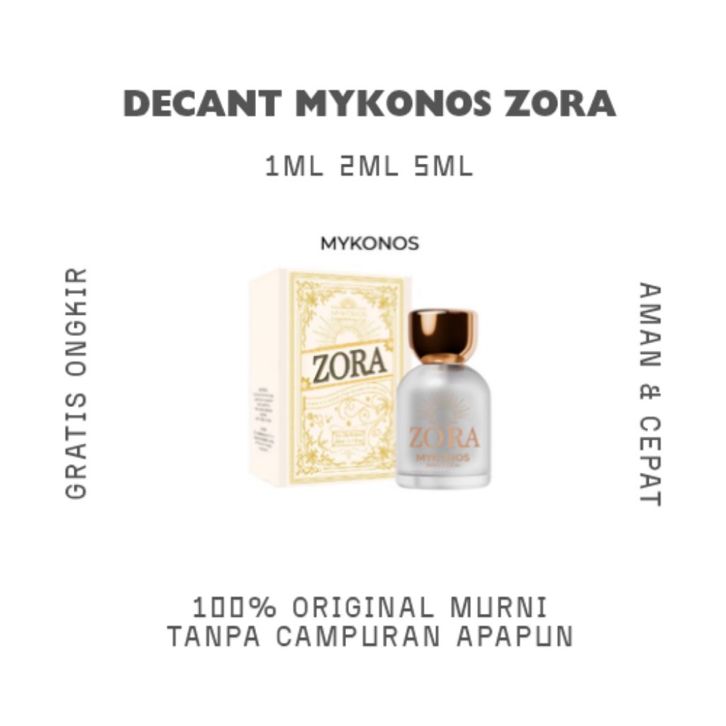 Decant Vial Tester [Share in Jar] Parfum Mykonos Zora Ukuran 1ML 2ML 5ML 100% Original Murni Tanpa C