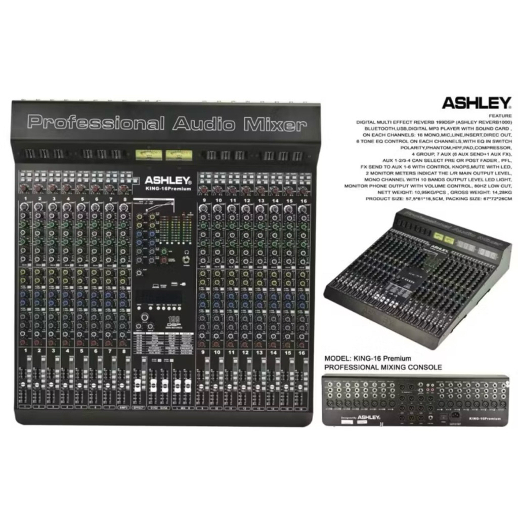 MIXER ASHLEY 16 CHANNEL KING-16 PREMIUM KING16PREMIUM KING 16 PREMIUM KING 16PREMIUM ORIGINAL GARANI