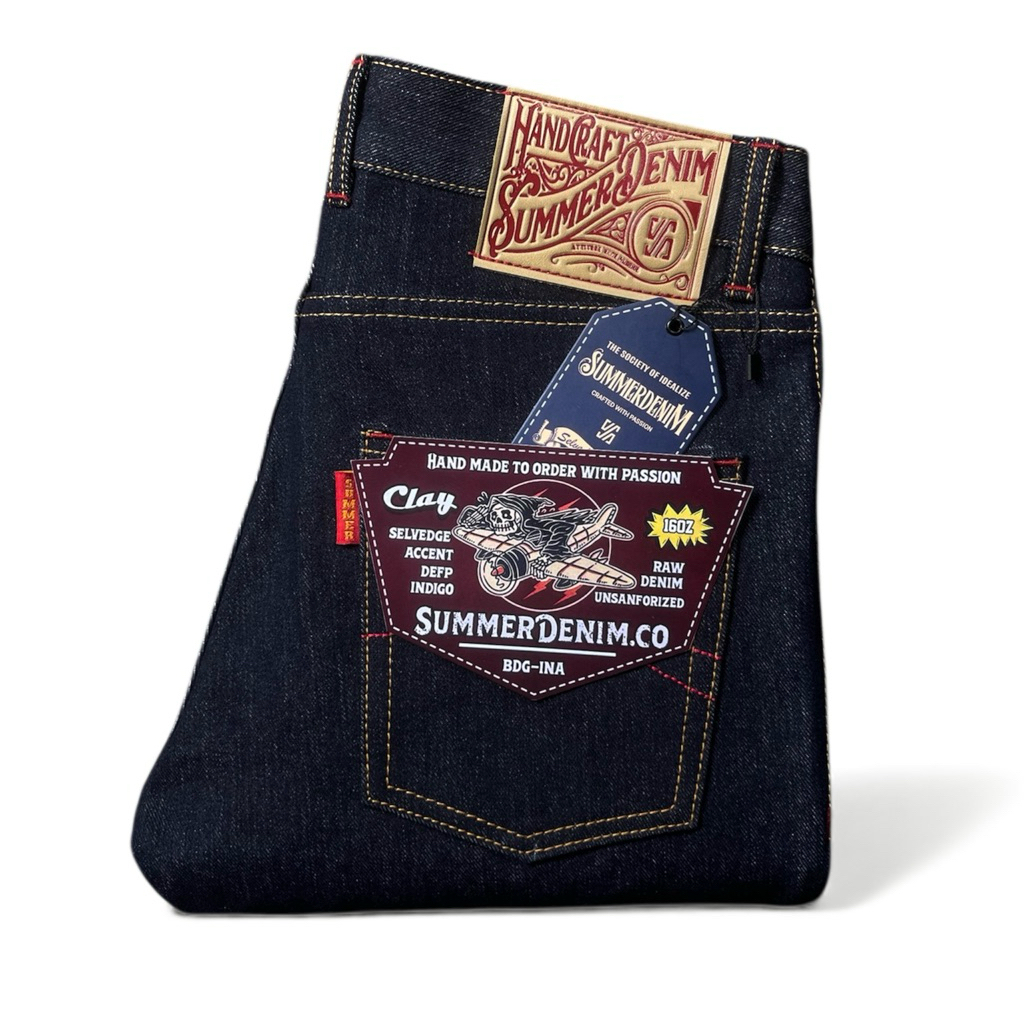 Summerdenim.co Jeans Raw Celana Jeans Raw Denim 16oz dengan Aksen Selvedge Red Line Jeans Raw Denim 