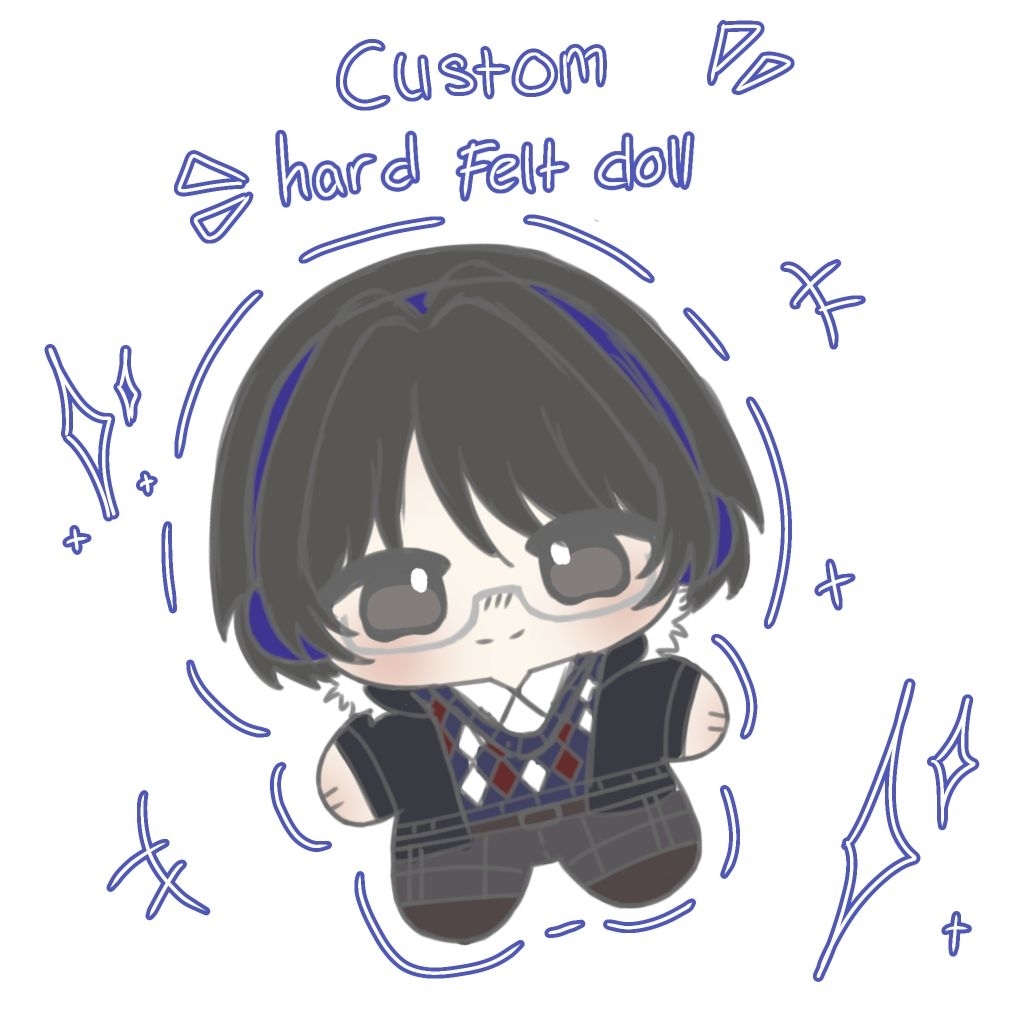 Custom hard felt doll plushie 10cm handmade