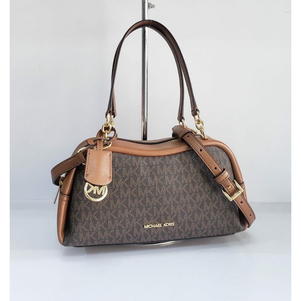 mk Cecily Small Signature Logo Shoulder Bag in BROWN