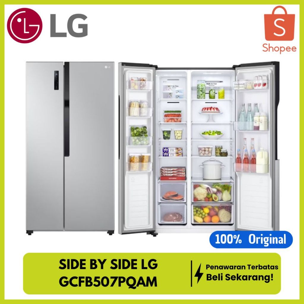 LG GCFB507PQAM KULKAS SIDE BY SIDE 509 LITER MULTI AIR FLOW INVERTER NO FROST
