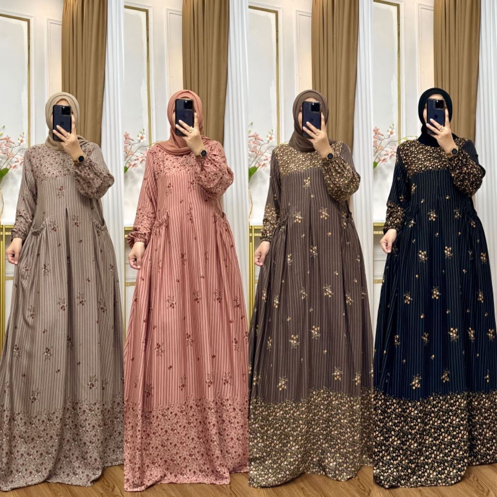 COD GAMIS SALUR BAHAN KATUN RAYON PREMIUM/Dress katun rayon motif abstrak,gamis wanita