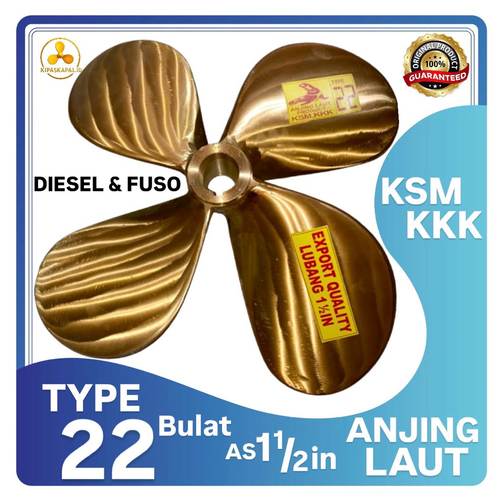 KIPAS KAPAL / BALING-BALING KAPAL TYPE 22 DAUN 4 BULAT MERK ANJING LAUT PRODUK KARYA SAMA NAGARA BAH
