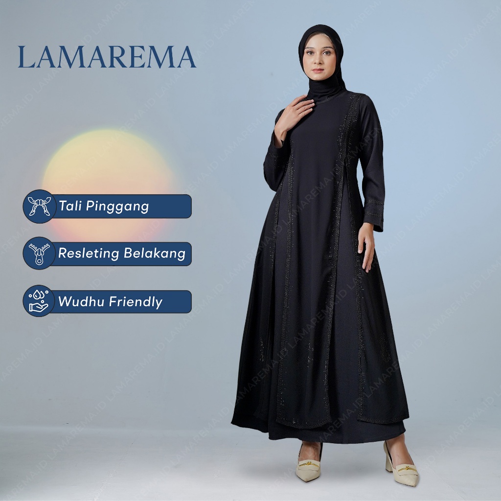 Baju Gamis 044 Hitam Wanita Modern Mewah Terbaru | Abaya Turkey Turki Warna Hitam Simple Dan Elegan 