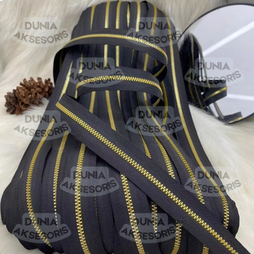 Daun Resleting No. 3 BESI (2 Arah) EMAS MUDA - Aksesoris Tas (IMPORT)