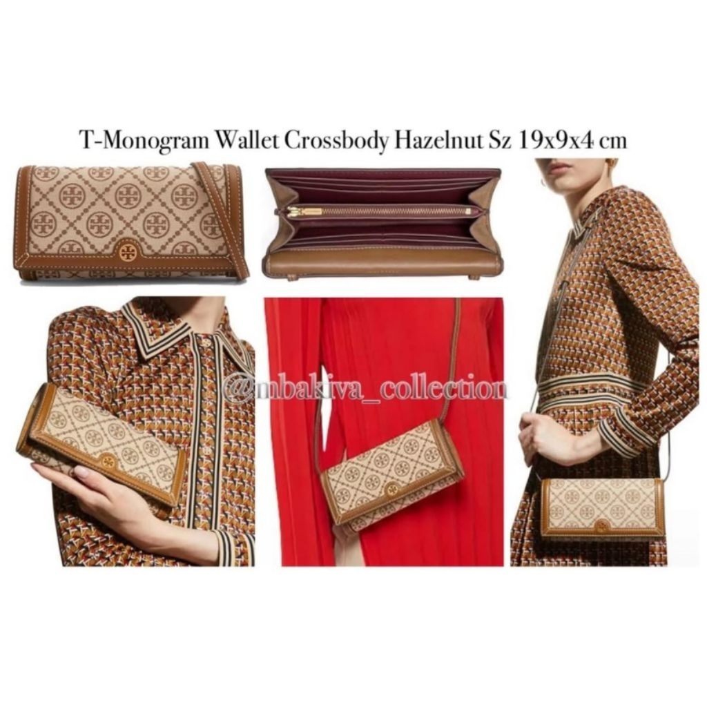 TB T-Monogram Wallet Crossbody Hazelnut