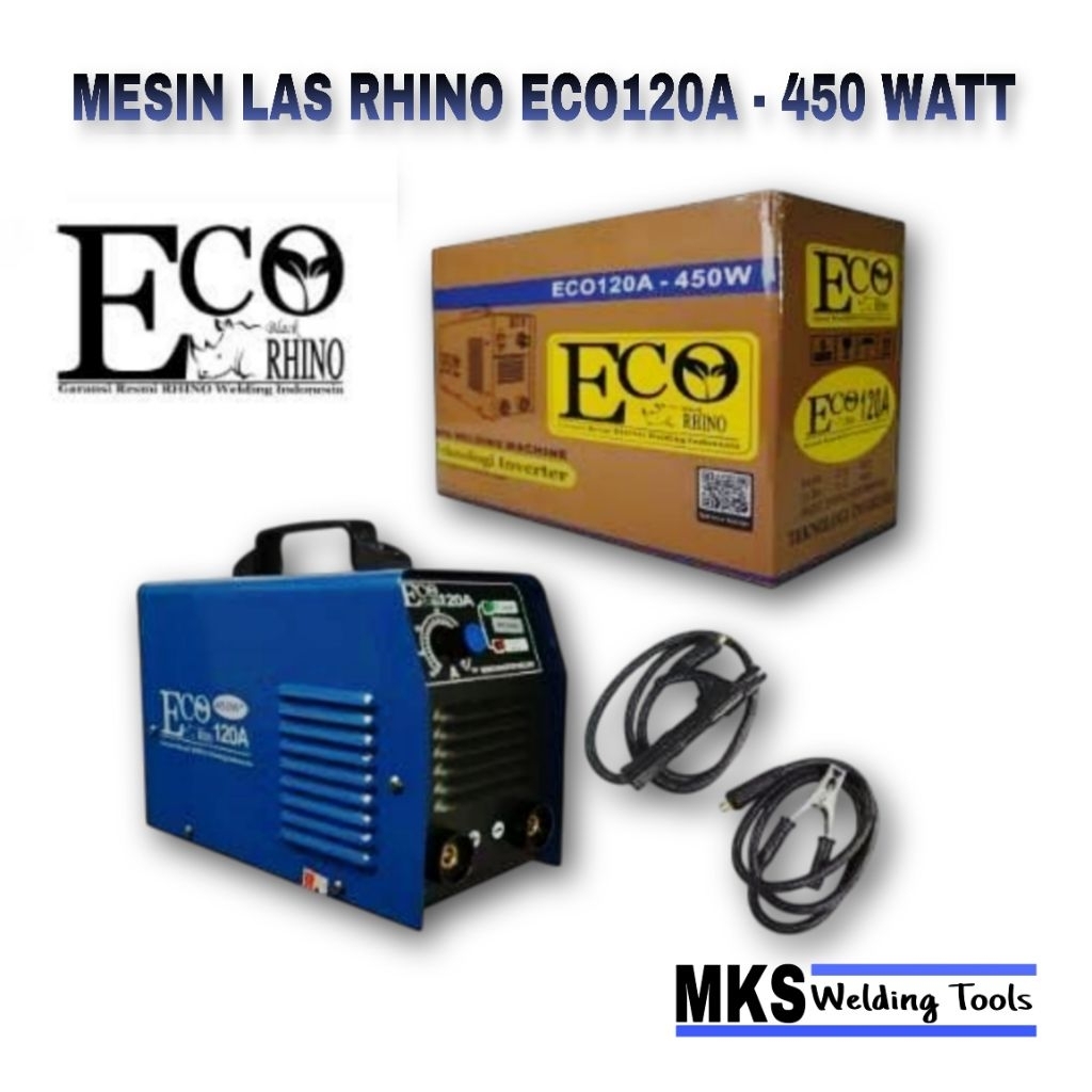 RHINO | Mesin Las MMA ECO 120A 450Watt | Trafo Las 450 Watt | Mesin Las Inverter Rhino