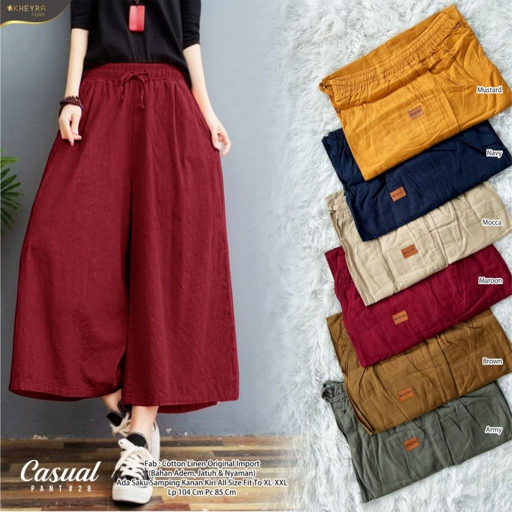 CASUAL BY KHEYRA CELANA KULOT WANITA LINEN