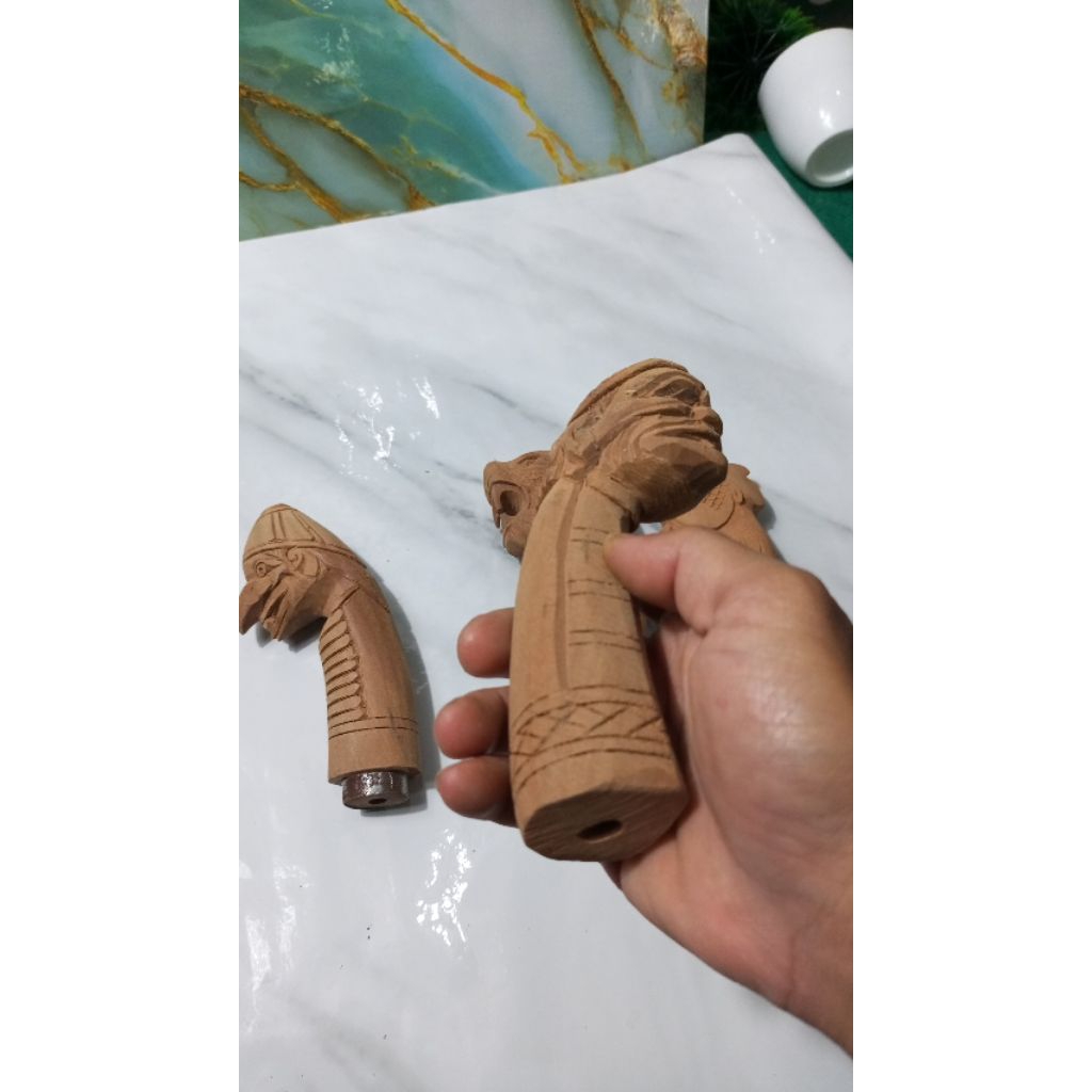 gagang wayang Cepot kayu Rasamala