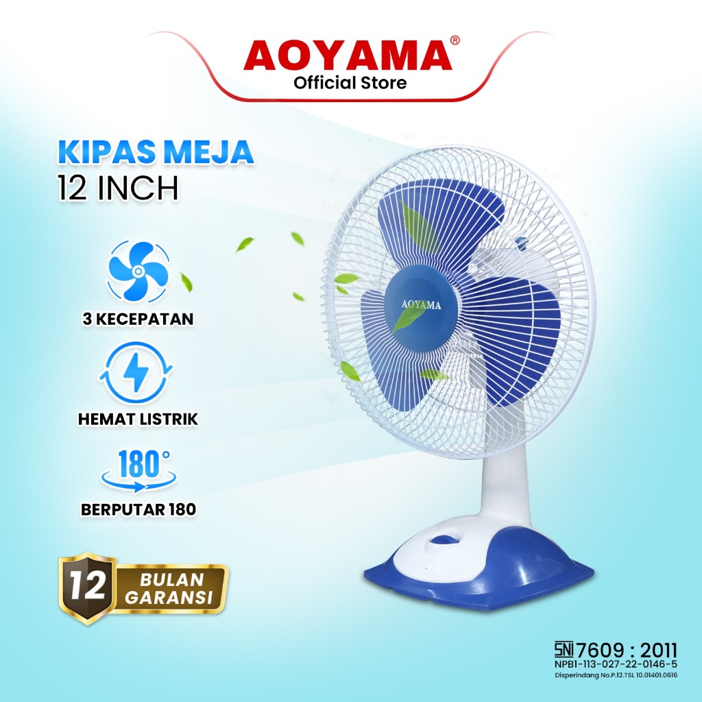 KIPAS ANGIN DUDUK 12 INCH / KIPAS MEJA AOYAMA
