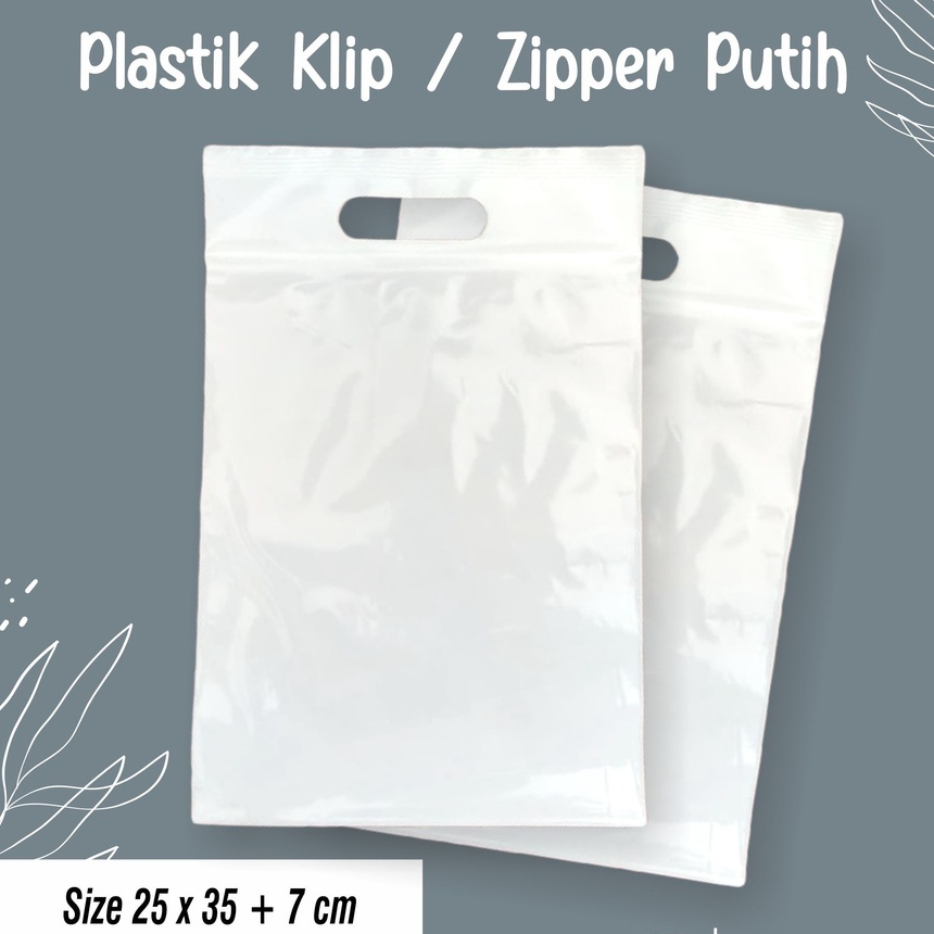PLASTIK KLIP PLONG ZIPLOCK UKURAN 25x35+7 PUTIH SUSU ECER TEBAL MURAH